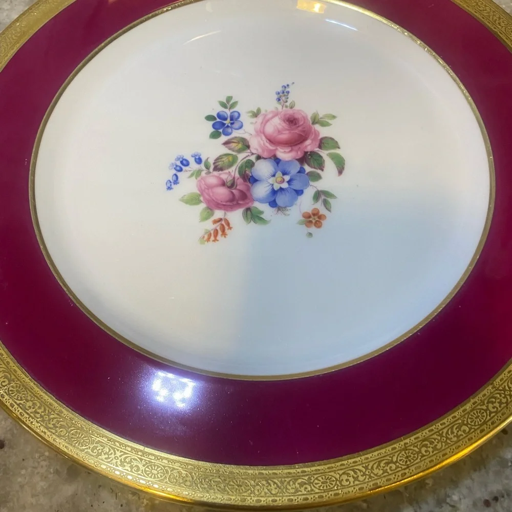 Vintage Paragon Fuchsia And Rose Pattern With Gold‎ Trim dinner Plates (6)